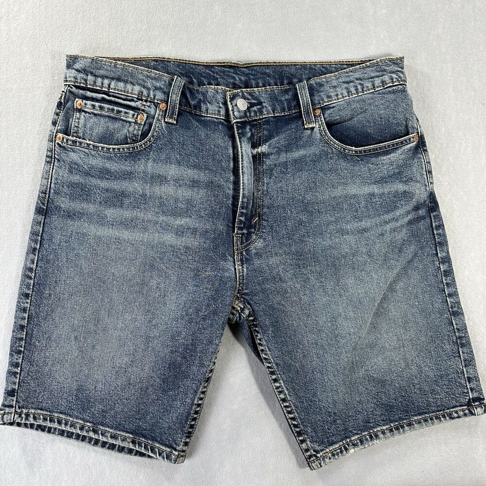 Levis Red Tab Men's 412 W36‎ Shorts Blue Denim Chino Jean Fade Wash Red Tab